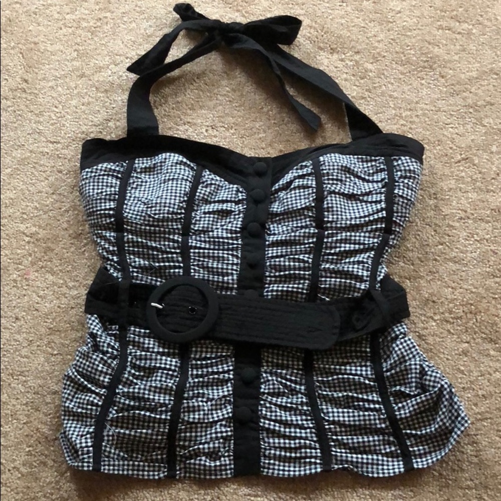 Charlotte Russe Bustier Black and White Crop Top